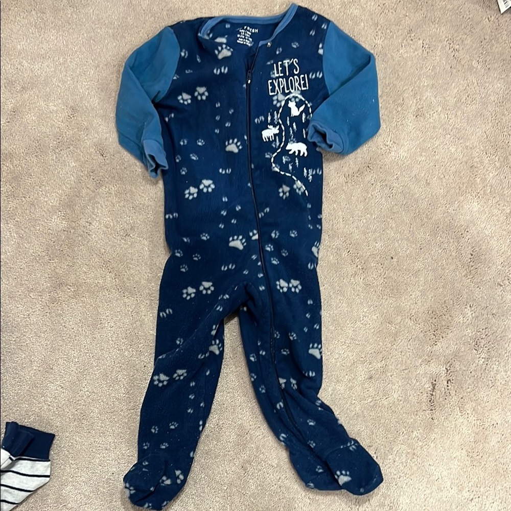 Carter's Blue and White Footies One Piece with Space Print